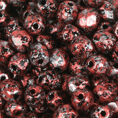 GBFP08-496 Czech fire-polished beads - opaque tweedy red